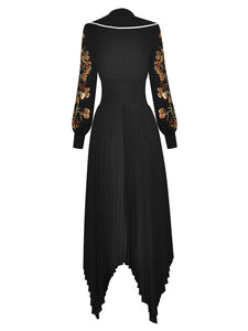 Zuri Sequined Asymmetrical  Pleated Dresses