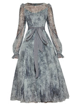 Load image into Gallery viewer, Ciana Long sleeve Belt Printed High waist Mesh Party Midi Dress