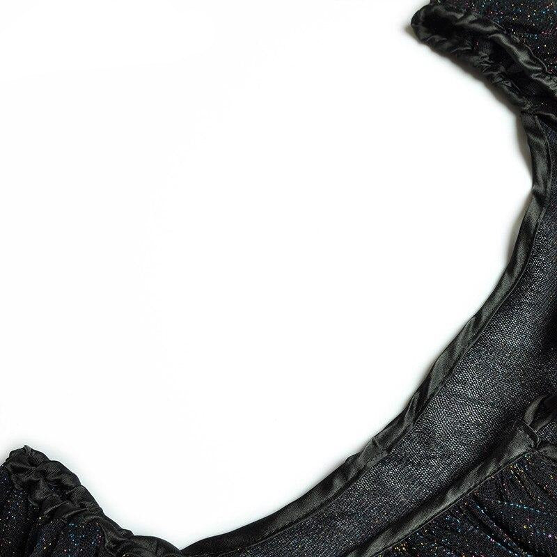 Ariana Square collar Black Flare Sleeve Elastic waist Dress