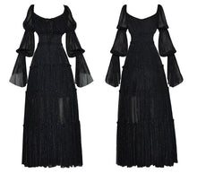 Load image into Gallery viewer, Ariana Square collar Black Flare Sleeve Elastic waist Dress