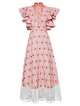 Load image into Gallery viewer, Valeria Butterfly Sleeve Hollow out Embroidered Long Party Dress