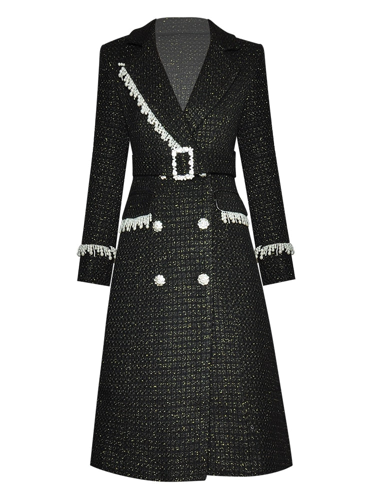 Alicia Winter Wool Blend Luxurious Crystal Double Breasted Coat