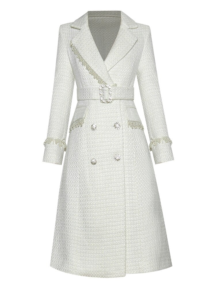 Alicia Winter Wool Blend Luxurious Crystal Double Breasted Coat