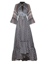 Load image into Gallery viewer, Gia  V-neck Lace Printed Vacation Beach Chiffon Long Dress