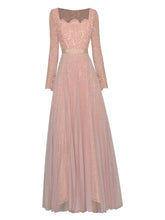 Load image into Gallery viewer, Antoine Lace Long sleeve High waist Mesh Pleated Elegant Dress