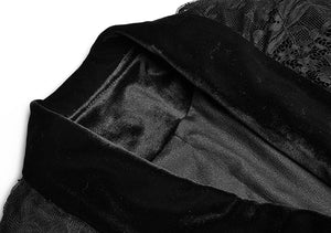 Lace Cloak Long sleeve Double-breasted black Velvet Windbreaker Coat