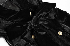 Lace Cloak Long sleeve Double-breasted black Velvet Windbreaker Coat
