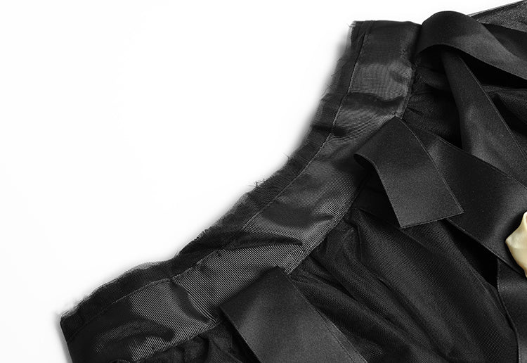 Havanah  Long Sleeve Applique Short Coat + Asymmetrical Mesh Skirts 2 Piece Set