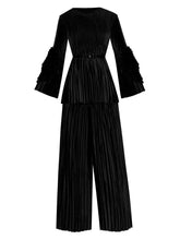 Load image into Gallery viewer, Chantae Blare Sleeve Sashes Top and Loose Wide Leg pants Two Piece Set