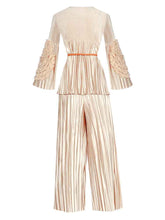 Load image into Gallery viewer, Chantae Blare Sleeve Sashes Top and Loose Wide Leg pants Two Piece Set