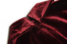 Load image into Gallery viewer, Carmen Turn-down Collar Single-breasted Long Sleeve Velvet Dress