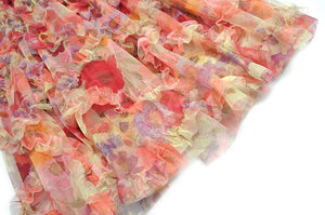 Candela Lantern Sleeve Ruffle Flower Embroidery Maxi  Dress