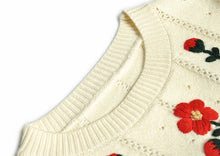 Load image into Gallery viewer, Palma Winter Flower Embroidery knitting Sweater and Blue Skirts 2 Pieces Set