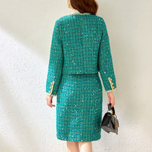Load image into Gallery viewer, Claudia Sequins Woolen Jacket Coat with Skirt 2 Piece Set