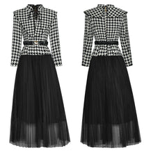 Load image into Gallery viewer, Houndstooth Top and Black Mesh Skirts 2 Pieces Set