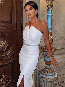 Strapless White Fitted Dress