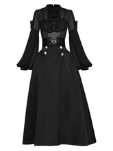 Load image into Gallery viewer, Adrine Black Lantern Sleeve Top and green High waist Skirts Two Pieces Set