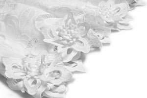 Denise  Dress V-Neck Lantern sleeve Hollow out Applique Elegant White Short Dress Vestidos