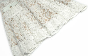 Audrey Hollow Out Lace frenulum Elegant White Mini Dress