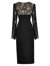 Load image into Gallery viewer, Sasha Lace Sequins Applique See-through Long sleeves Patchwork Dress