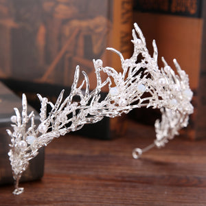 Pearl Rhinestone Crystal Crown Headdress