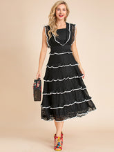 Load image into Gallery viewer, Phoebe Square collar Cascading Ruffle Elegant Party Midi Dress